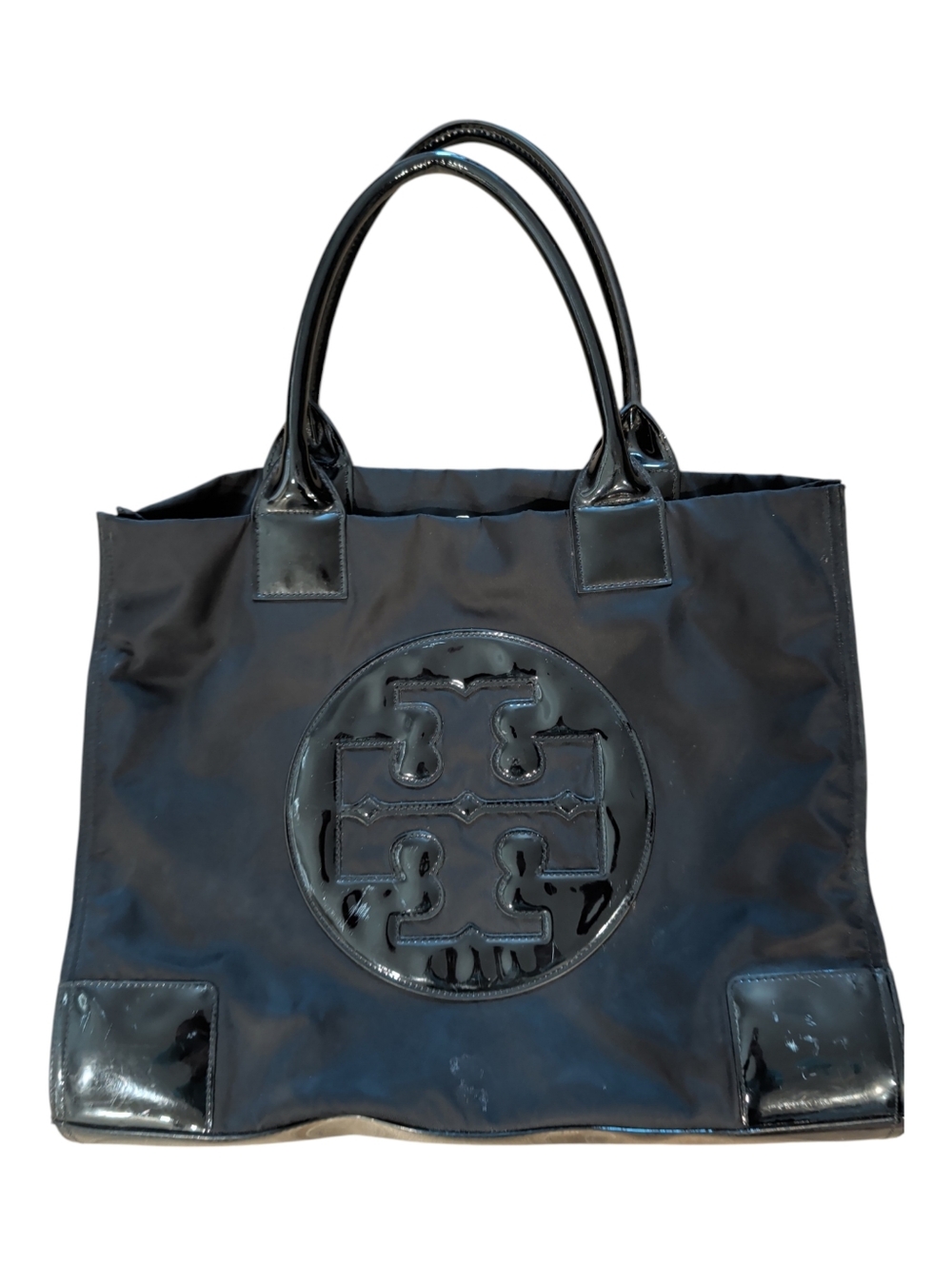 Tory Burch Black Logo Nylon Tote Bag -Callouts See pics